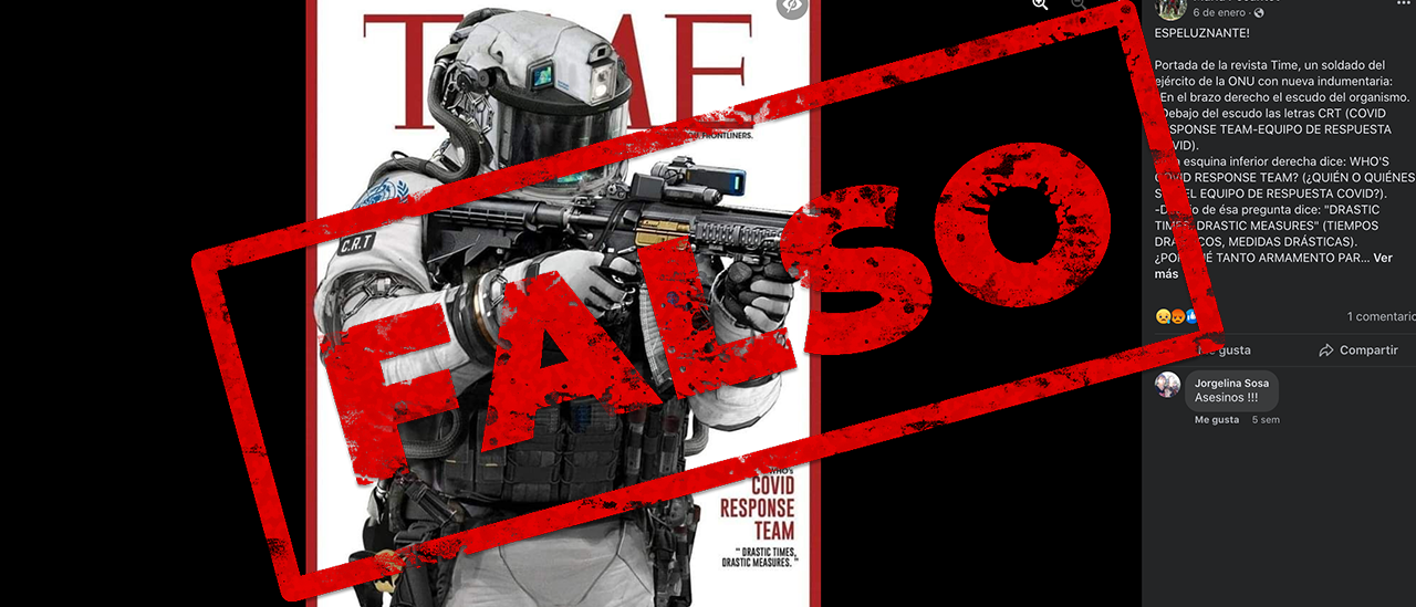 Es falsa la tapa de la revista Time con un soldado armado de la Organización Mundial de la Salud