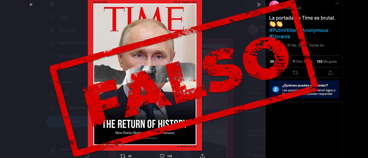 Es falsa la tapa de la revista Time que compara a Putin con Hitler