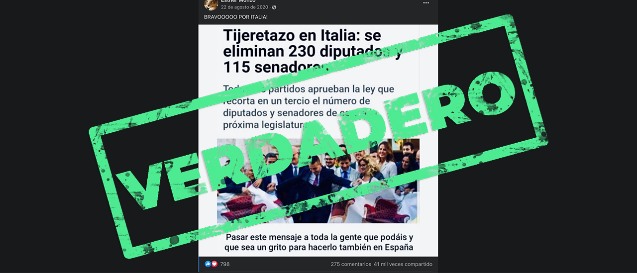 Es verdadero que Italia redujo en un tercio su Parlamento