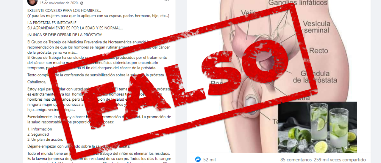 Este posteo viral tiene afirmaciones falsas o engañosas sobre el cáncer de próstata