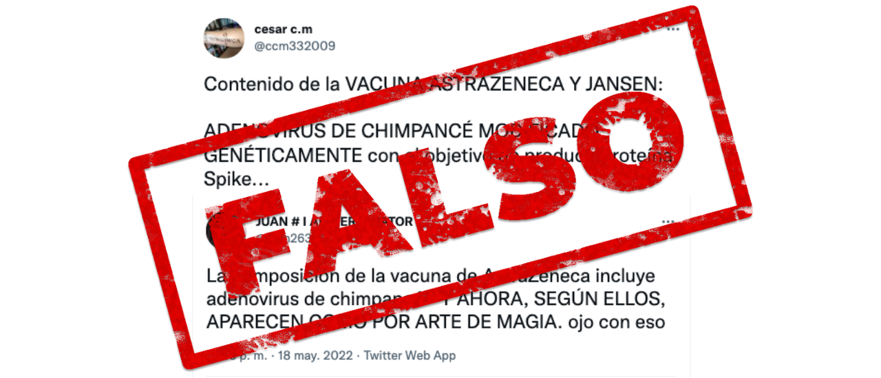Es falso que el adenovirus de chimpancé que usa la vacuna de AstraZeneca tiene relación con la viruela del mono