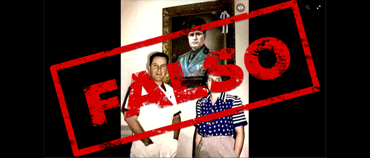 No, Perón y Evita no posaron con un cuadro con esta imagen de Benito Mussolini
