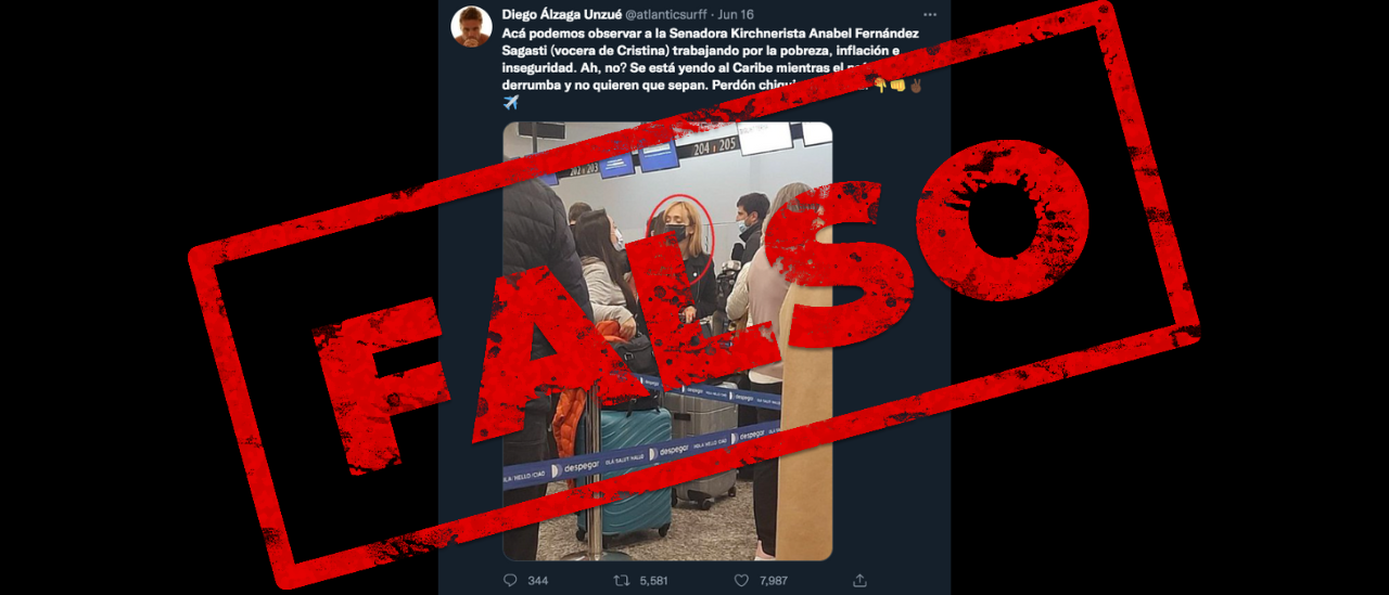 Es falso que la senadora Anabel Fernández Sagasti viajó al Caribe, como se indicó en un tuit viral