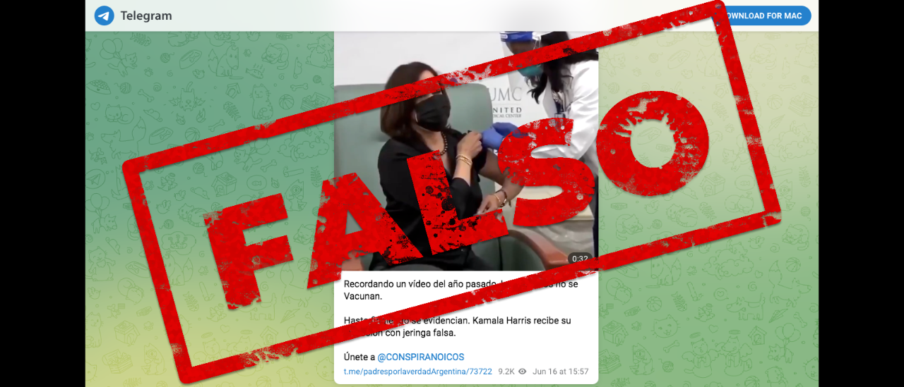 Kamala Harris sí se vacunó contra el COVID-19: la jeringa que se usó no es “falsa”, como se indica en un mensaje viral