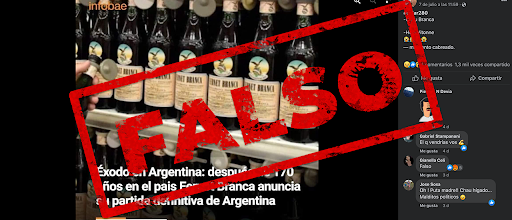 Es falso que Fernet Branca anunció su partida definitiva de la Argentina