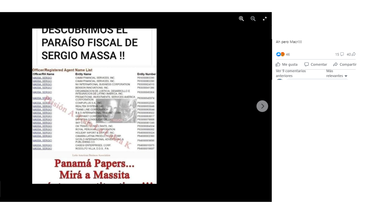 No, Sergio Massa no figura en los Panama Papers