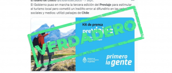 Es verdadero que un kit de prensa oficial del Previaje 3 tenía una foto de un paisaje chileno
