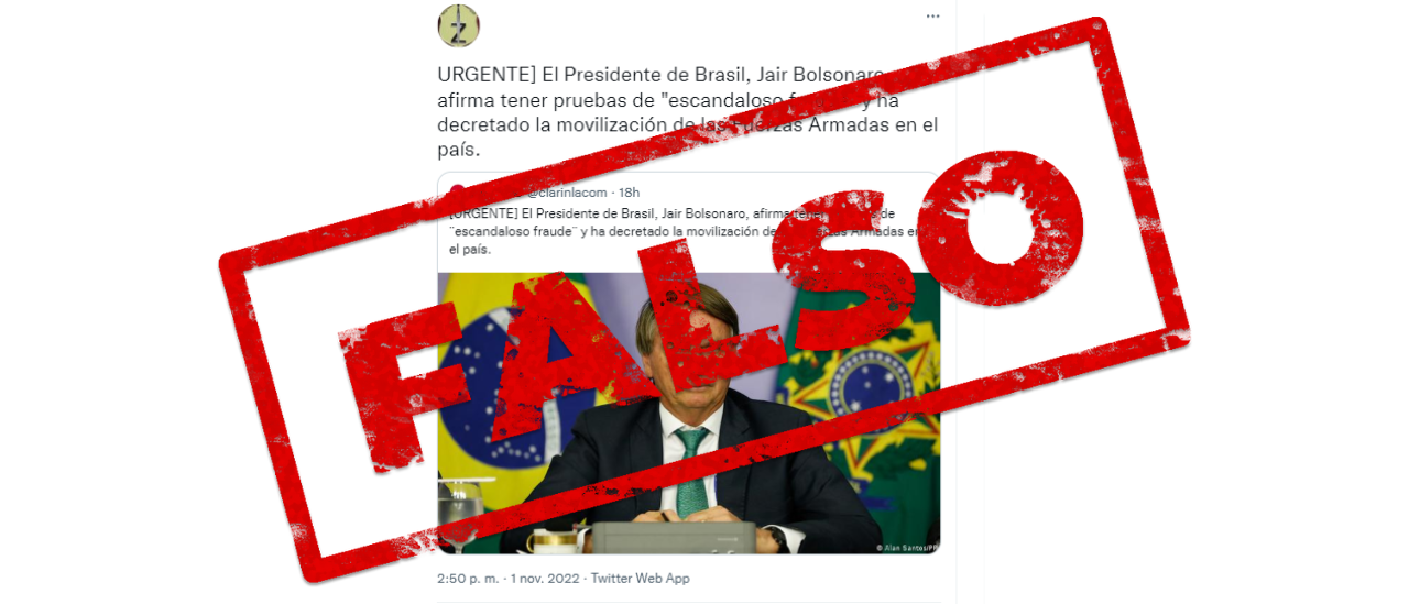 No, Clarín no publicó que Jair Bolsonaro afirmó tener pruebas sobre un “escandaloso fraude”