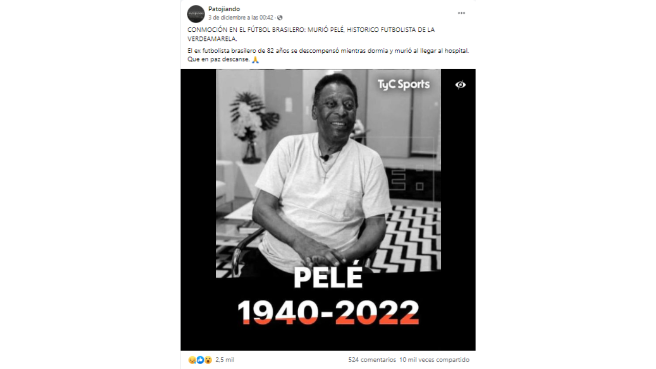 Es falso que murió el ex futbolista brasileño Pelé