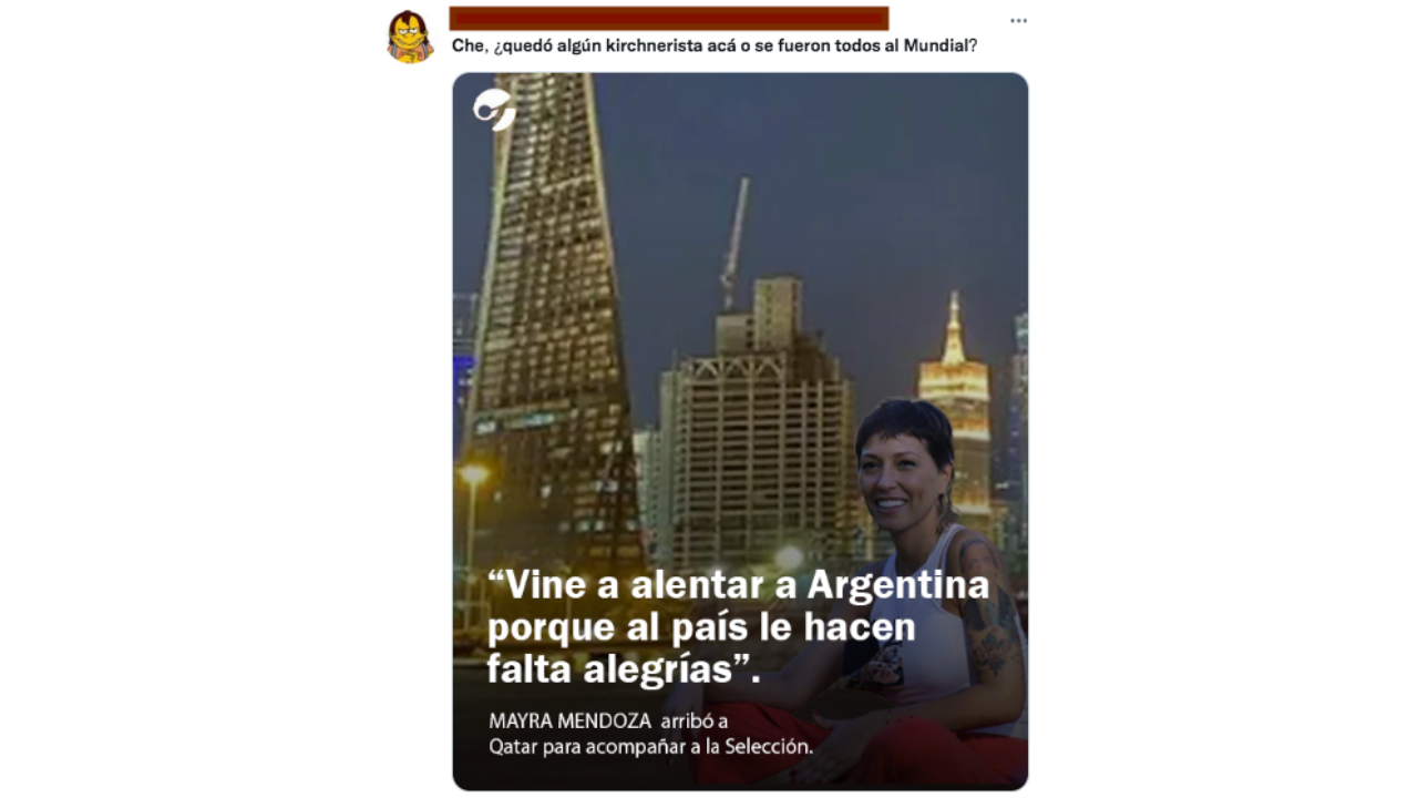 Es falso que Mayra Mendoza está presente en el Mundial de Qatar 2022
