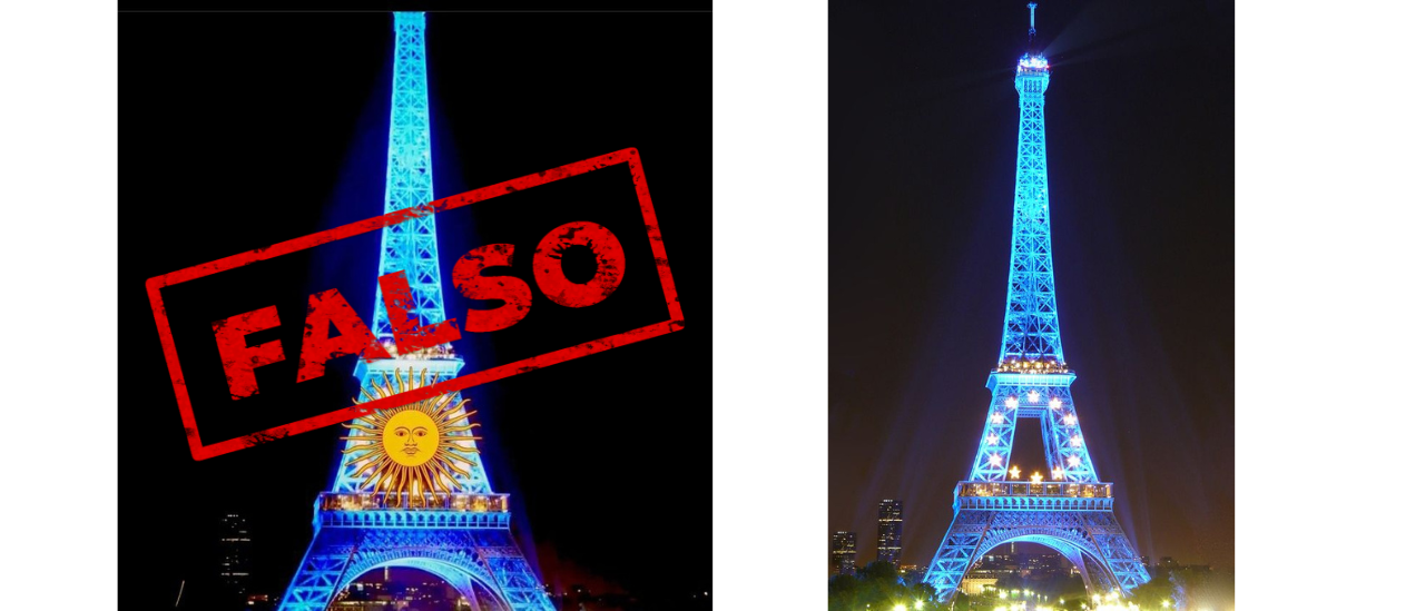 No, la torre Eiffel no se iluminó con los colores de la Argentina por la victoria en el Mundial