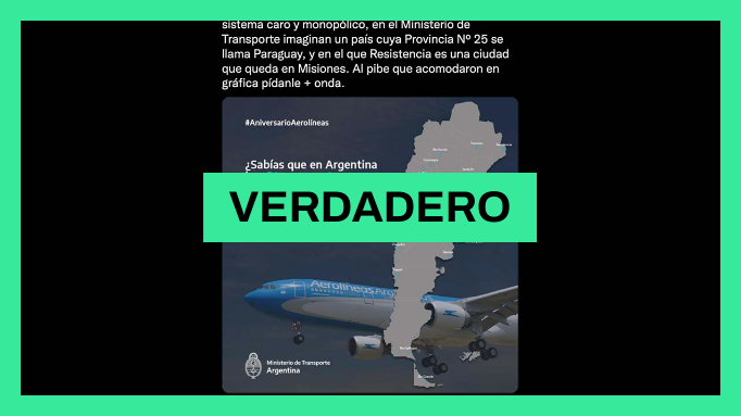 Es verdadero que el Ministerio de Transporte compartió un mapa con Paraguay dentro de la Argentina
