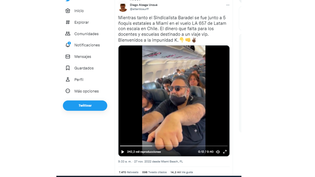 No, este video no muestra a Roberto Baradel volviendo de Miami: regresaba de un congreso sindical en Australia