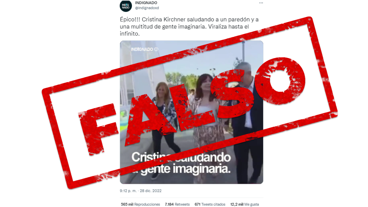 Es falso que en este video Cristina Fernández de Kirchner saluda a un paredón