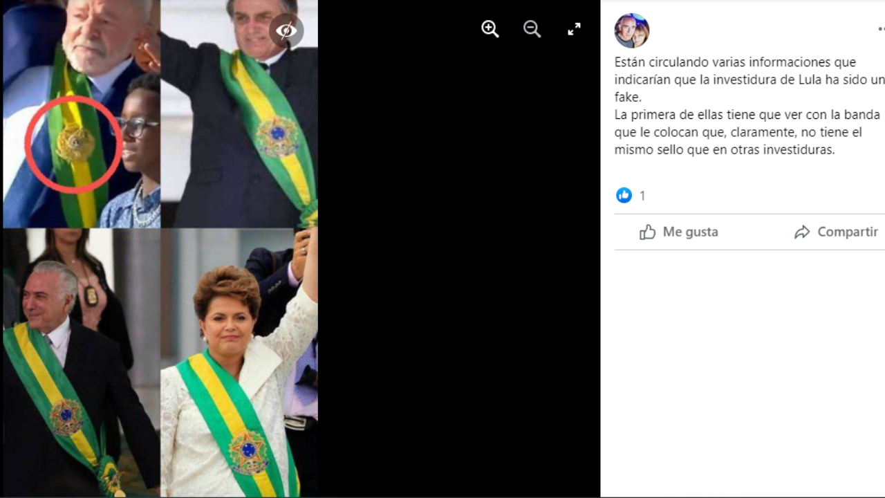 Es falso que Lula usó una banda presidencial falsa en su asunción