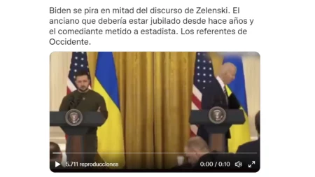 Es falso que Biden se fue repentinamente durante la rueda de prensa con Zelenski