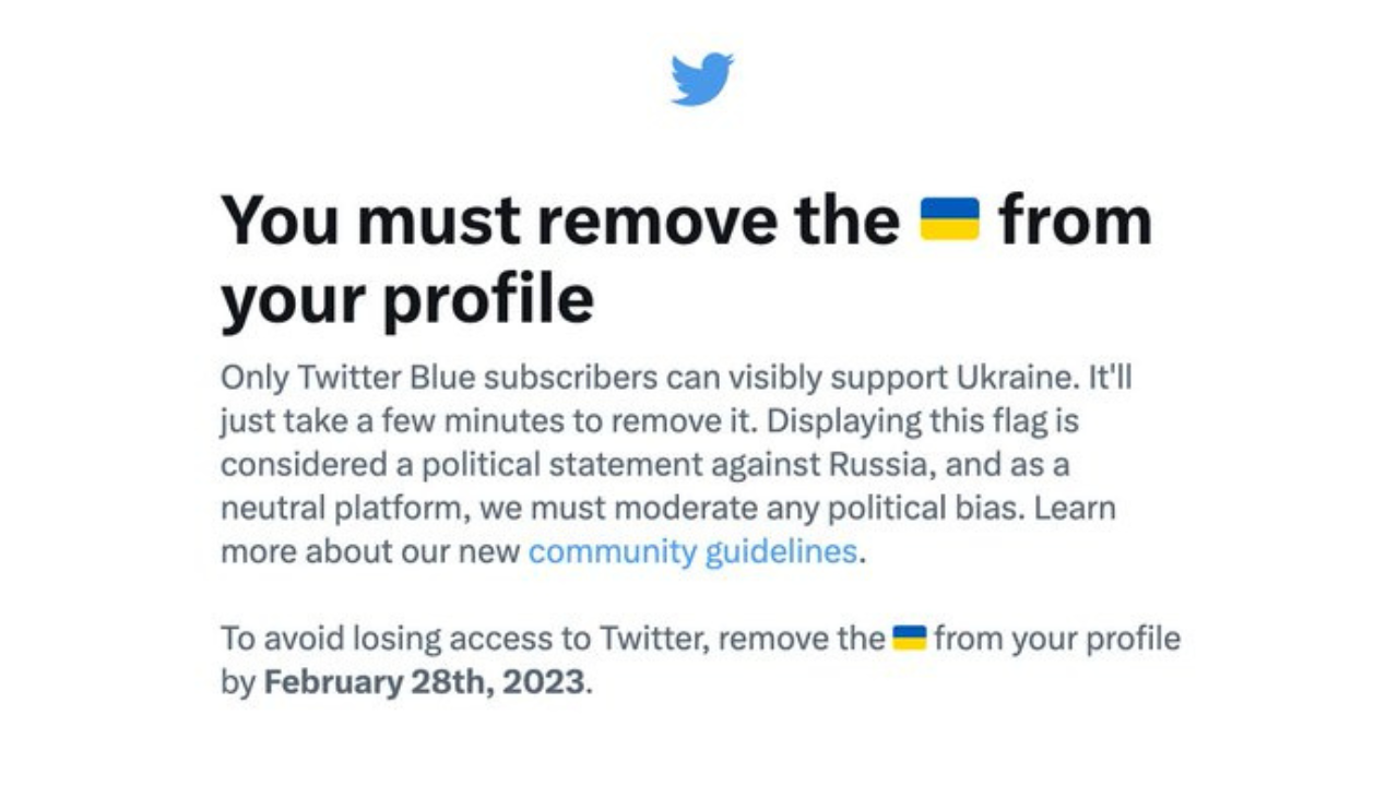 Es falso que Twitter les está pidiendo a sus usuarios que eliminen la bandera de Ucrania de sus perfiles