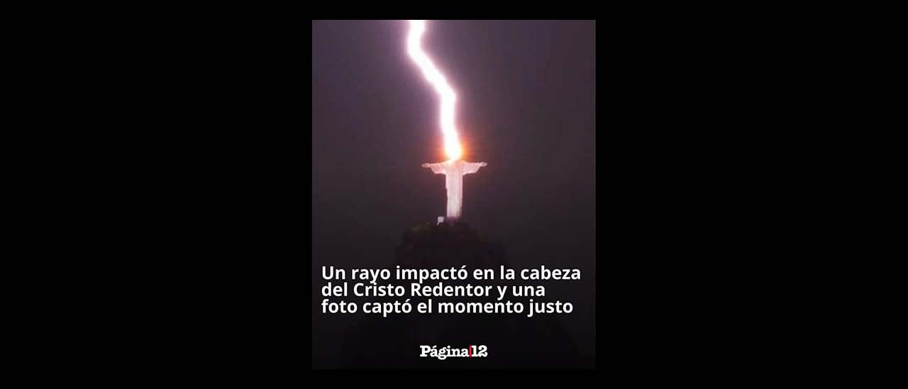 Es verdadera la imagen de un rayo que impacta en el Cristo Redentor en Brasil