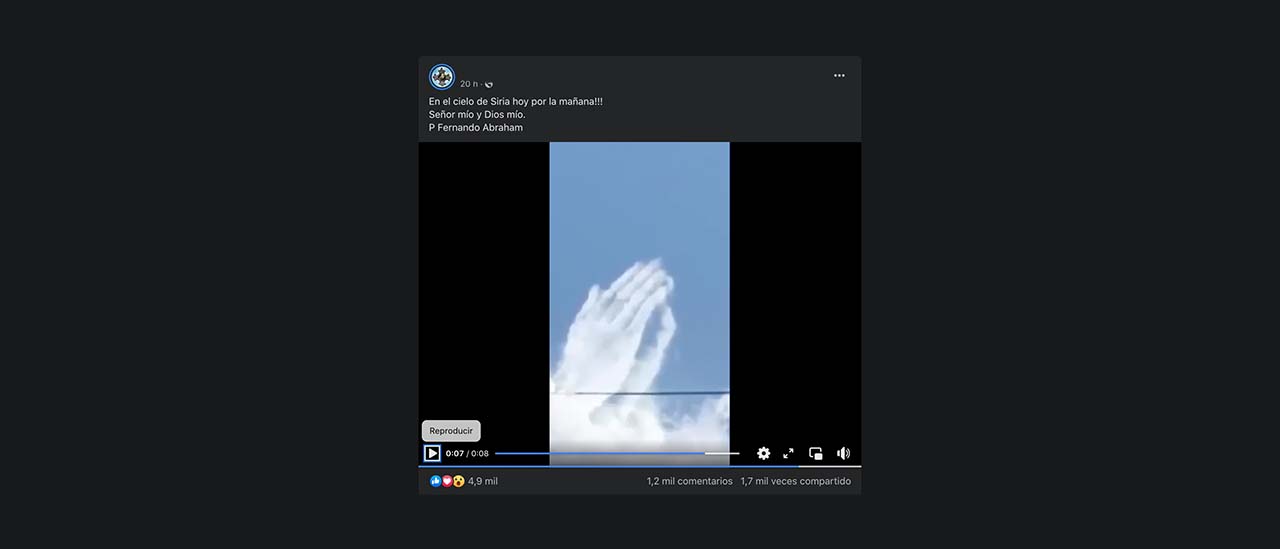 Es falsa la aparición de nubes con forma de manos rezando en el cielo de Siria tras el terremoto