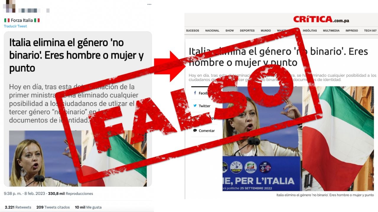 Es falso que Italia haya eliminado el género no binario de los documentos de identidad: esta opción nunca ha existido