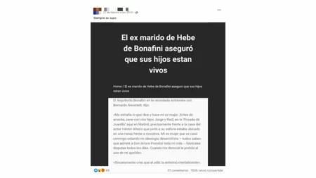 Es falso que el marido de Hebe de Bonafini dijera en una entrevista con Bernardo Neustadt que sus hijos están vivos y en España