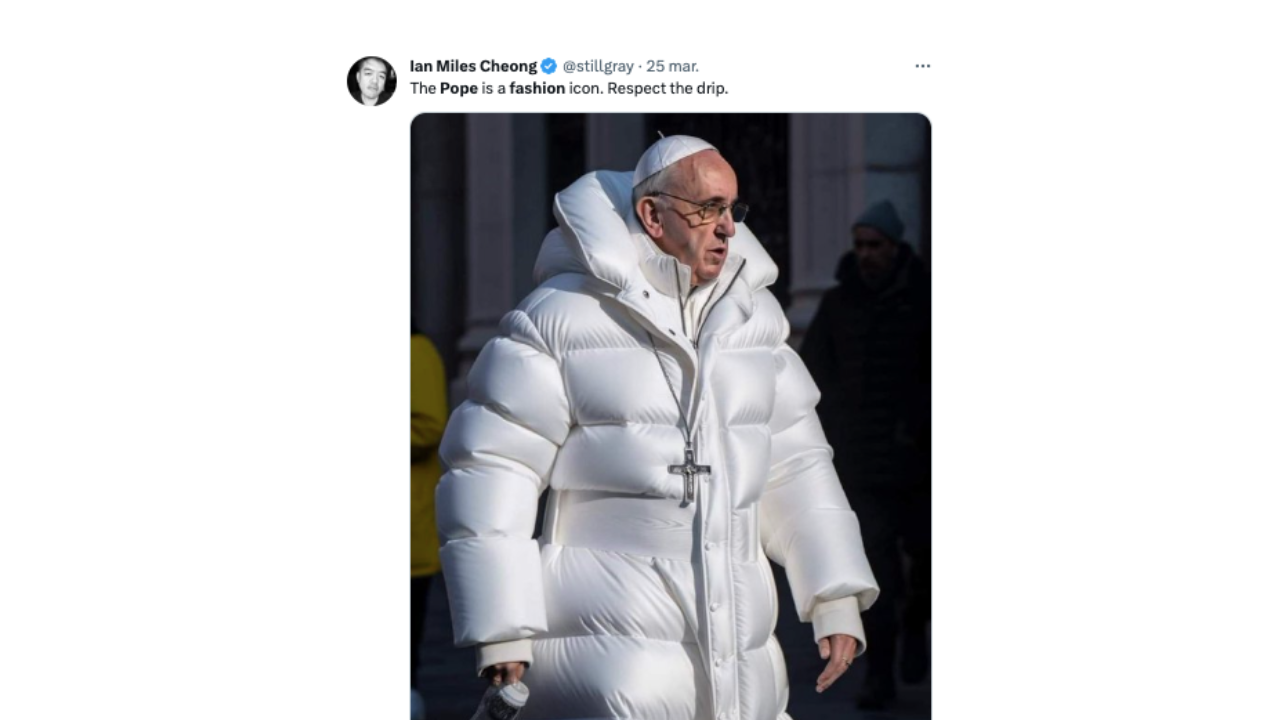 La foto del Papa Francisco con una campera blanca no es real, fue creada con inteligencia artificial