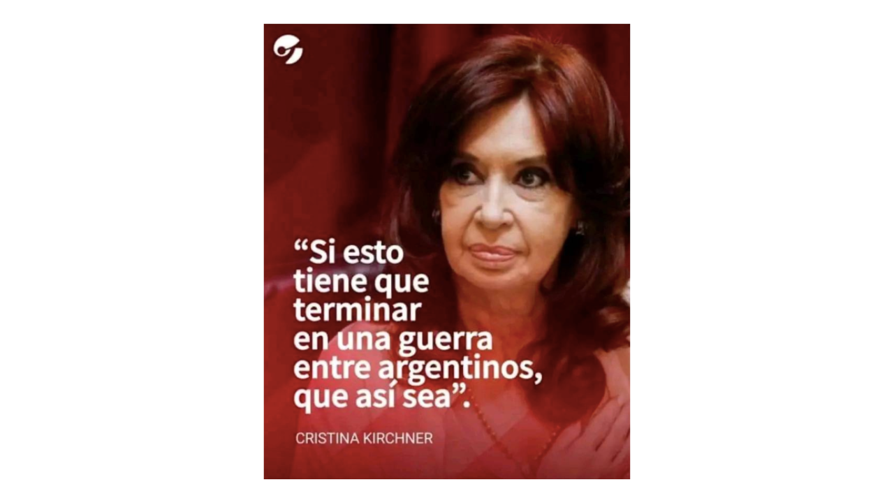 Es falsa la placa de Cristina Fernández de Kirchner avalando una “guerra entre argentinos”