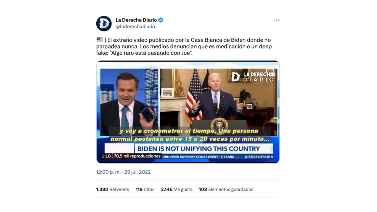 No, el video de Joe Biden donde no parpadea durante 30 segundos no es un deepfake