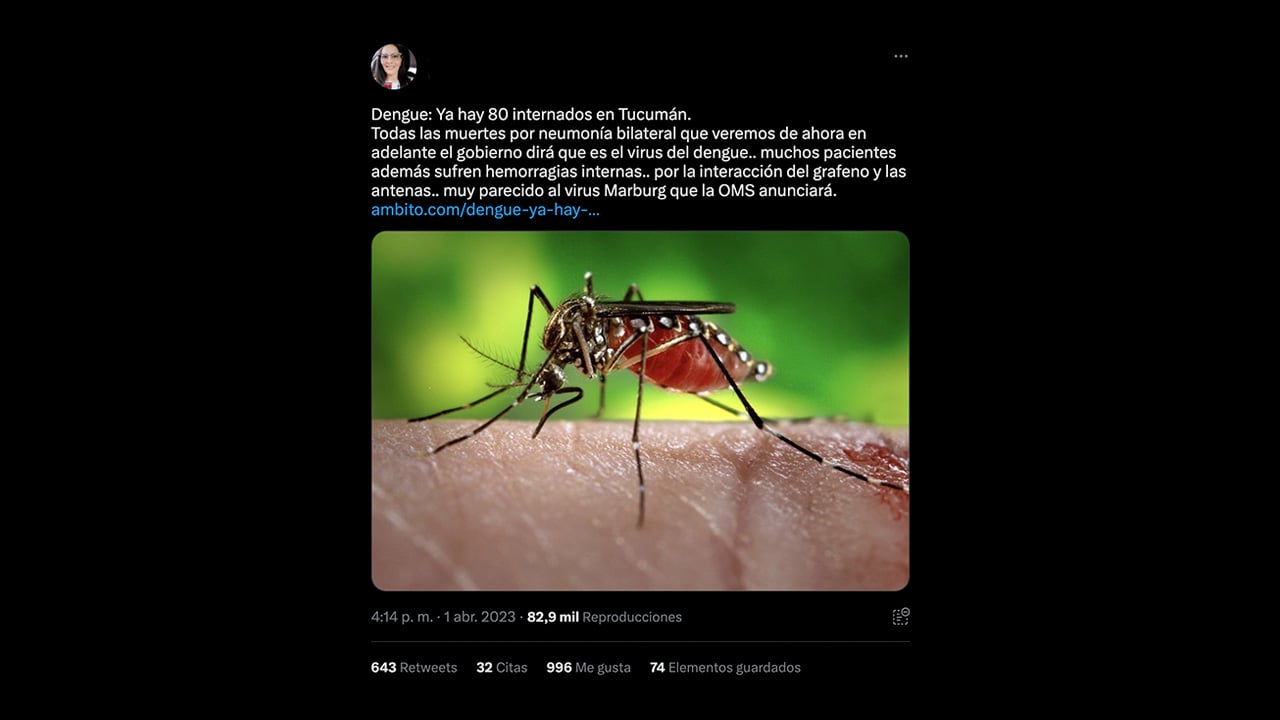 No, los síntomas del dengue grave no se deben a la interacción del “grafeno y las antenas”
