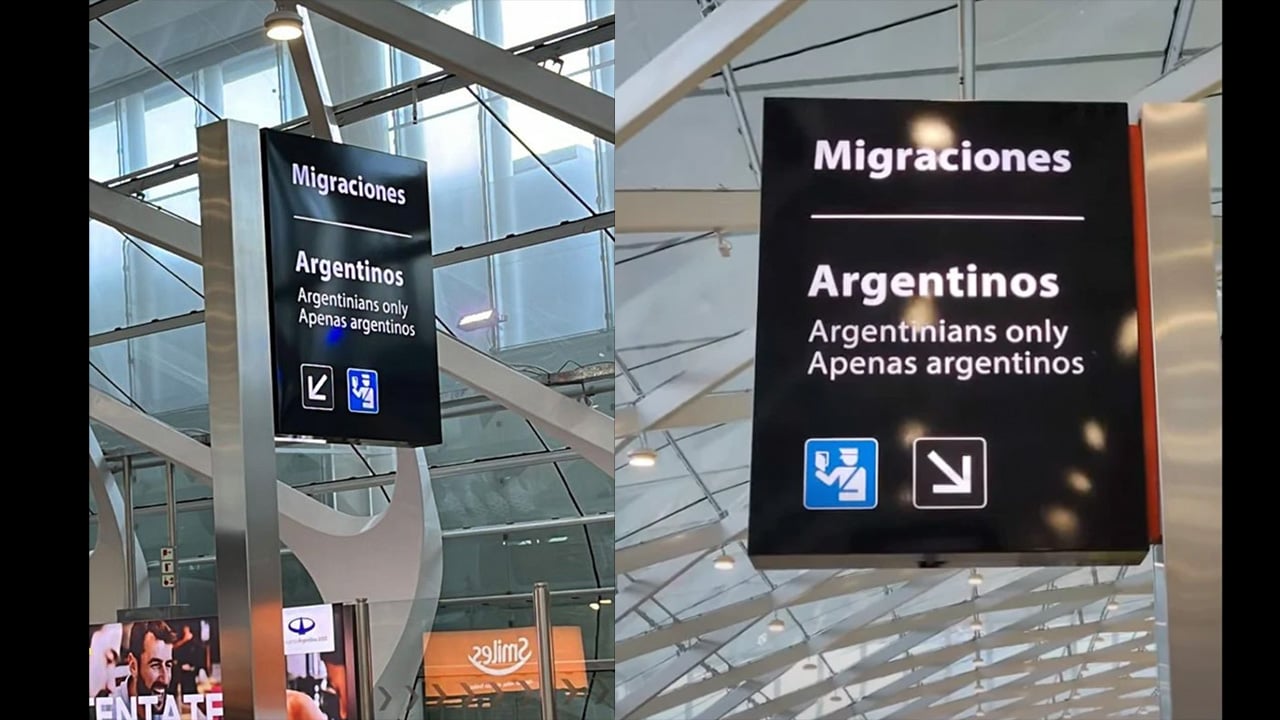 No, no es una mala traducción la de este cartel de Migraciones del Aeropuerto de Ezeiza
