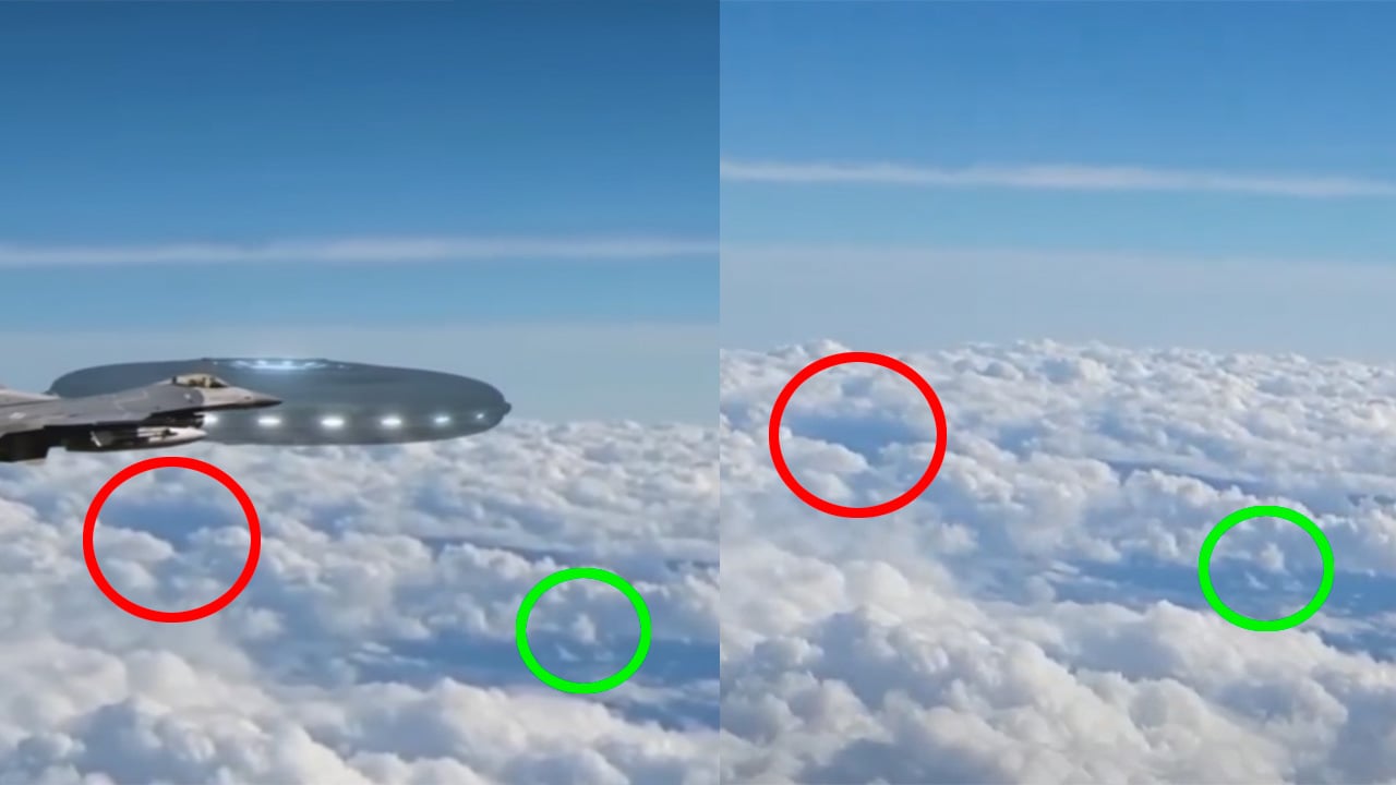 Es falso este video de un avión volando junto a un ovni