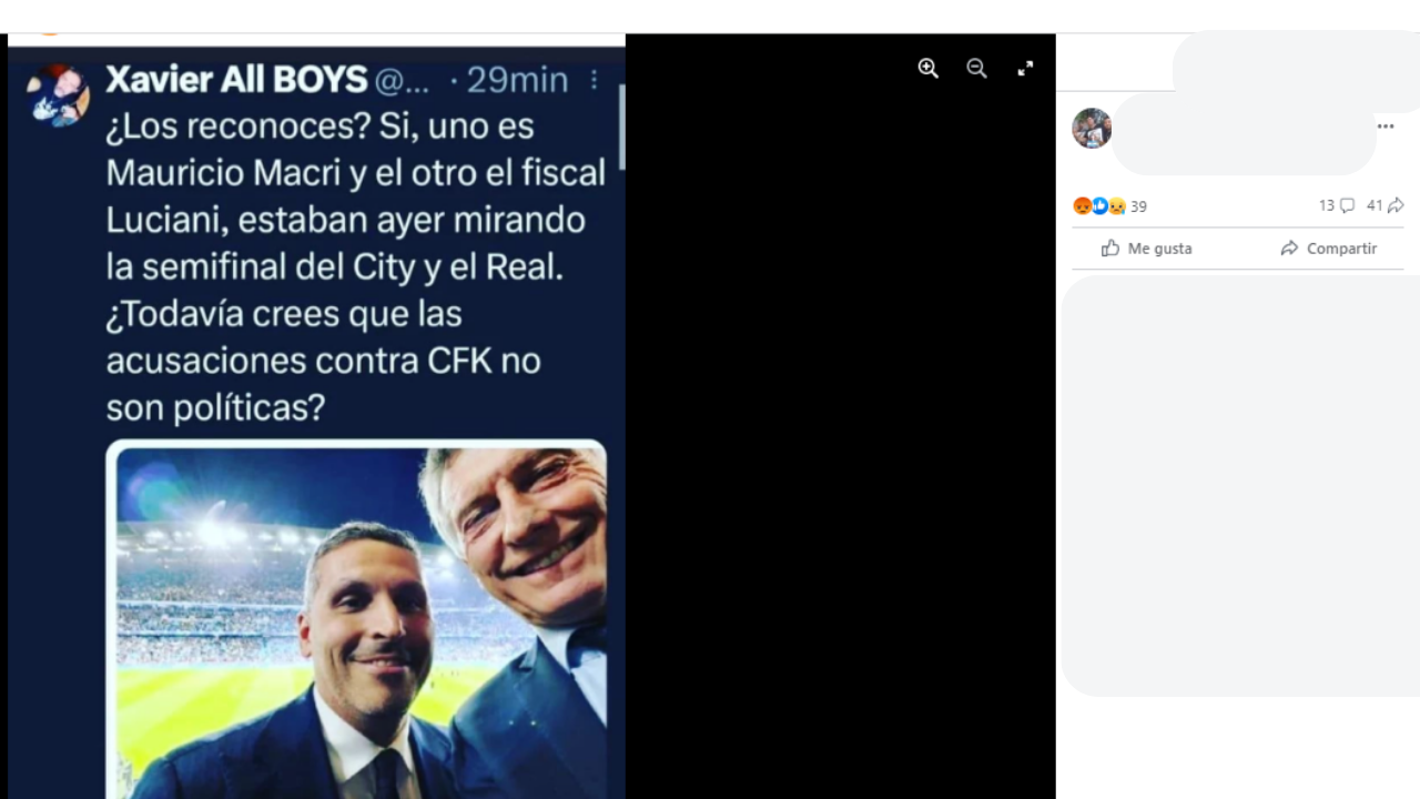 No, Mauricio Macri no se fotografió con el fiscal Diego Luciani en un estadio de fútbol