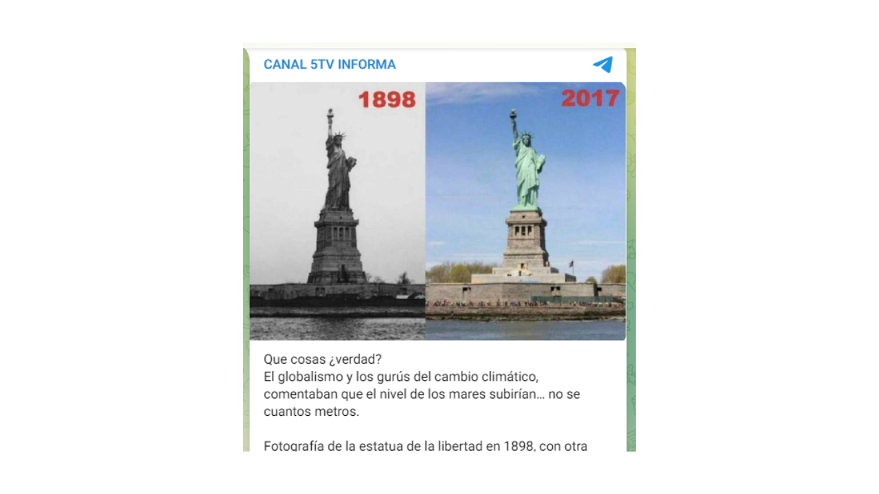 Es falso que estas imágenes de la Estatua de la Libertad demuestran que el nivel del mar no ha aumentado en Nueva York