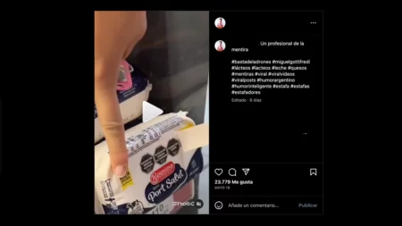 No, este video donde se tapa con un sticker los octógonos negros de los envases de alimentos no es de la Argentina