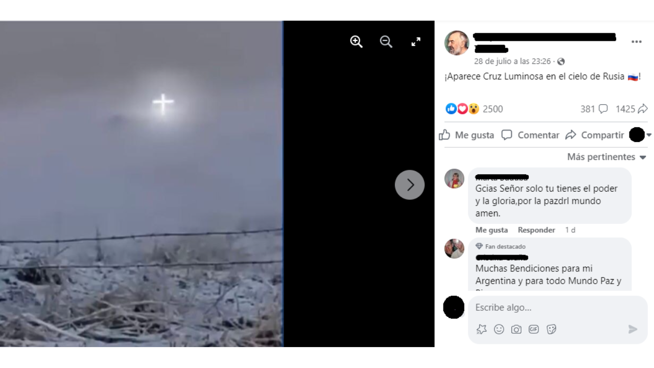 No, esta foto no muestra que apareció una cruz luminosa en el cielo de Rusia