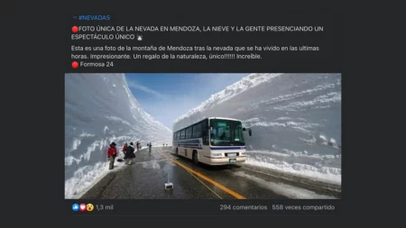 No, esta fotografía de la ruta nevada no fue tomada en Mendoza, sino en Japón