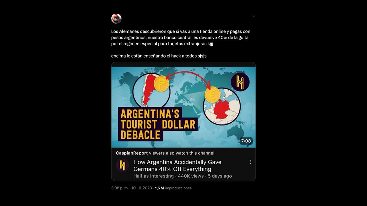 Es falso que al comprar on line desde el exterior con una tarjeta alemana en pesos argentinos el Banco Central de Argentina le devuelva al cliente el 40%