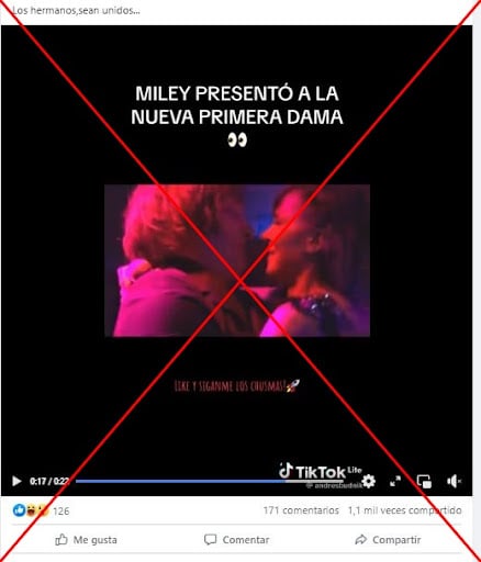 No, en este video Javier Milei no está besando a su hermana, sino a su ex pareja
