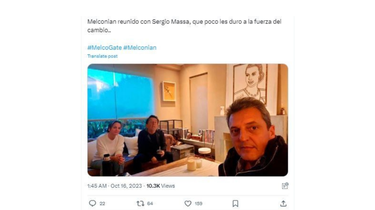 Es falsa la foto que muestra a Sergio Massa reunido con Carlos Melconian; en la original aparece el gobernador Axel Kicillof
