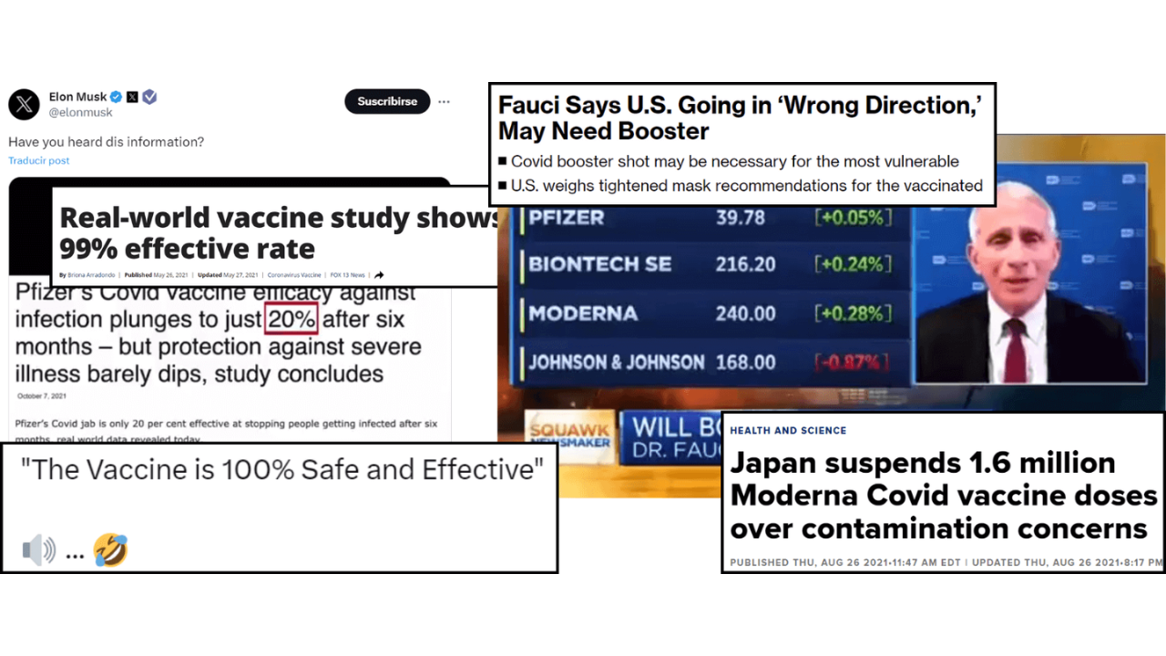 Cuidado con este video difundido por Elon Musk que busca desinformar sobre la eficacia de las vacunas contra la COVID-19 utilizando distintas (supuestas) cifras