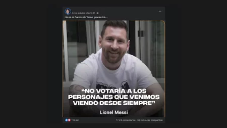 No, Lionel Messi no dijo: “No votaría a los personajes que venimos viendo desde siempre”