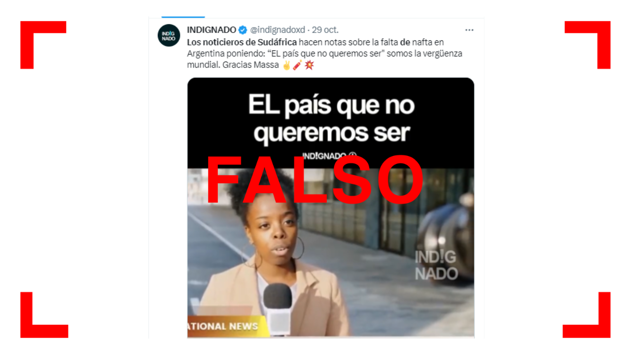 El noticiero sudafricano que se refiere a la Argentina como “el país que no queremos ser” es falso