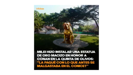No, Javier Milei no instaló una estatua de oro en honor a su perro en la quinta de Olivos: la placa que circula es falsa