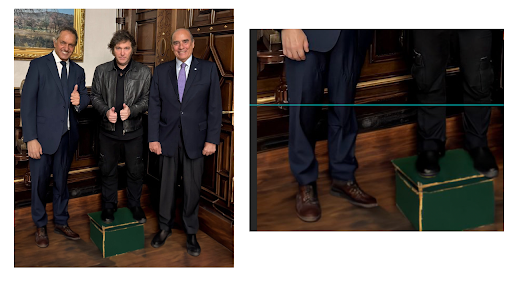 No, la imagen de Javier Milei subido a un banquito no es real: fue manipulada digitalmente