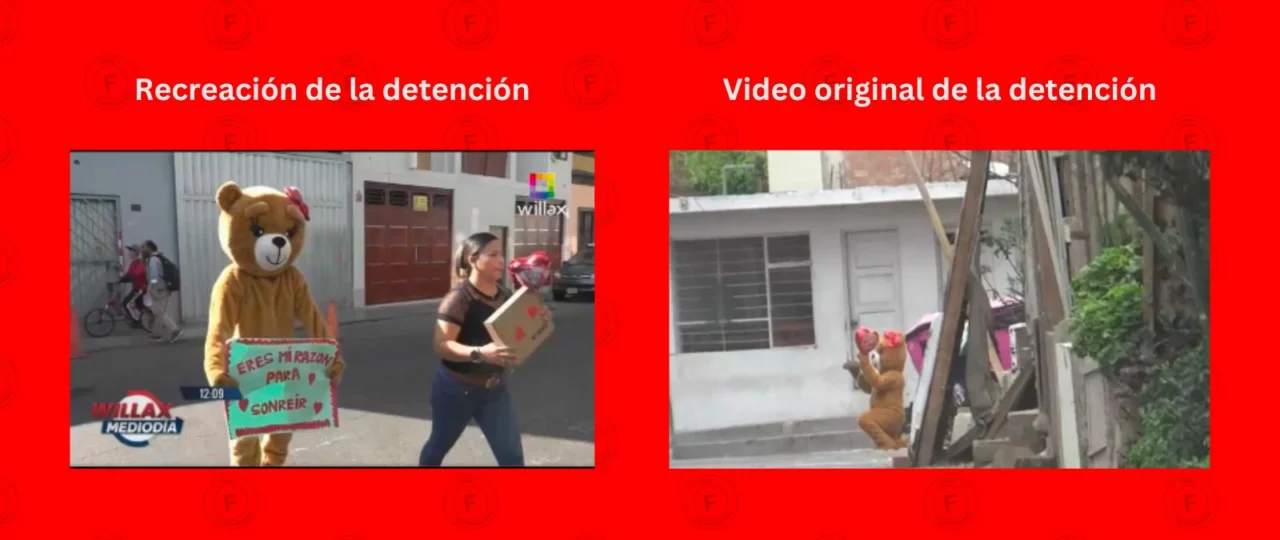 El video viral de un policía disfrazado de oso deteniendo a 2 narcotraficantes en San Valentín es una recreación de una detención real en Perú