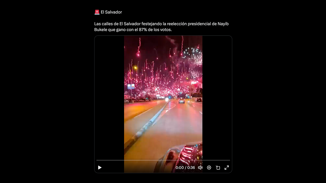 No, este video no muestra “festejos” por la reelección de Nayib Bukele en El Salvador: fue grabado en 2020 en Croacia