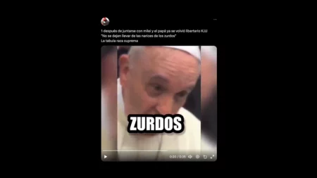 Es engañoso que el Papa Francisco dijo que “no se dejen llevar por las narices de todos los zurdos”, tras la reunión con Javier Milei