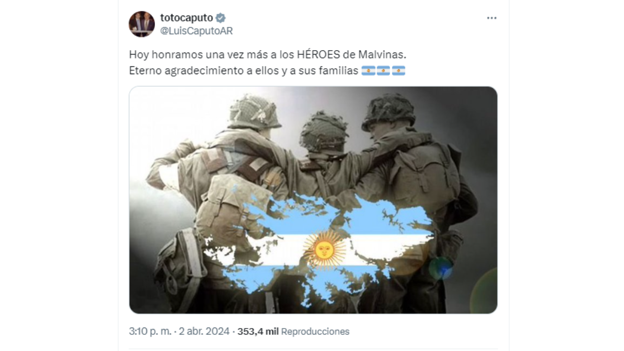 No, esta foto que posteó Luis Caputo no muestra a soldados de Malvinas: es un afiche de una serie estadounidense