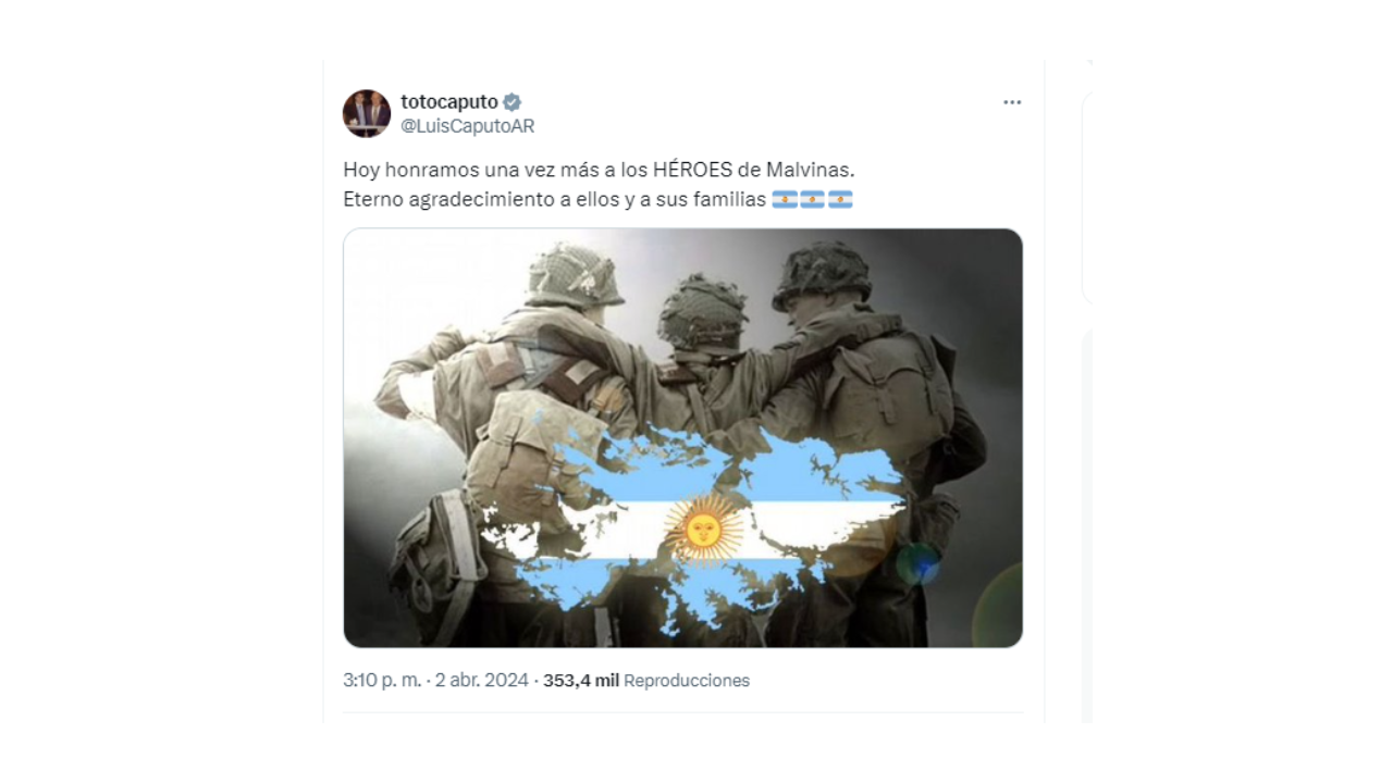No, esta foto que posteó Luis Caputo no muestra a soldados de Malvinas: es un afiche de una serie estadounidense
