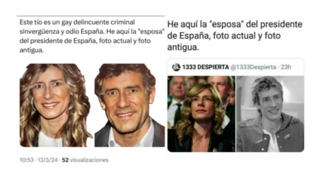 Son falsas estas fotos en las que Begoña Gómez, la esposa de Pedro Sánchez, aparece como un hombre